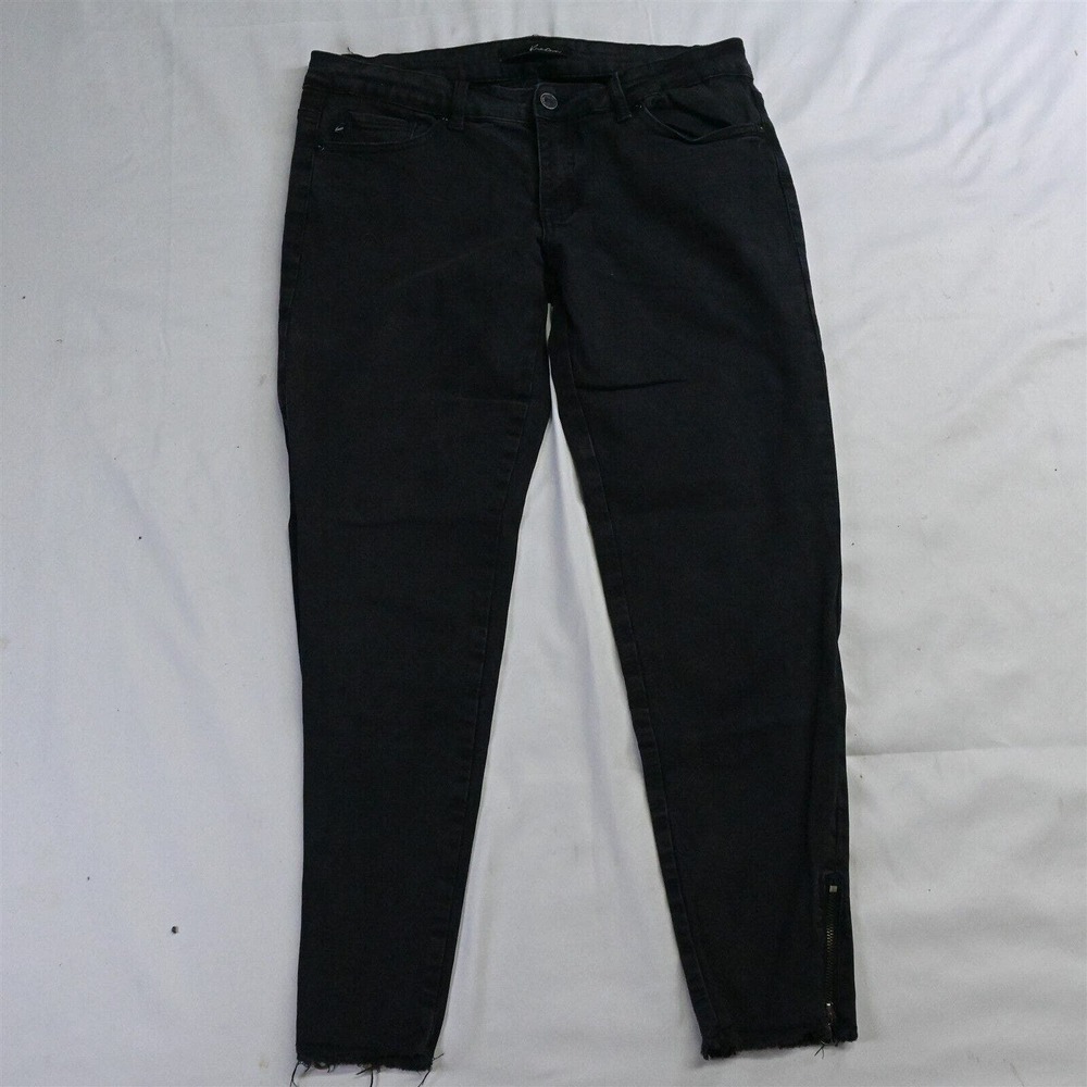 KanCan 11 / 29 KC6051BK Mid‎ Rise Super Skinny Raw Hem Zip Cuff Black Jeans